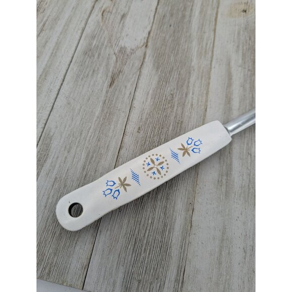 Vintage EKCO Solid Serving Spoon Kitchen Utensil White Flower Handle 11 3/4" - Picture 3 of 8